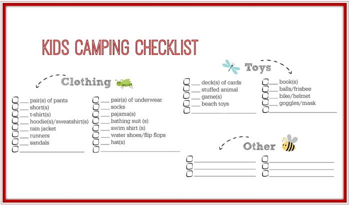 Checklista za kampiranje z otroki